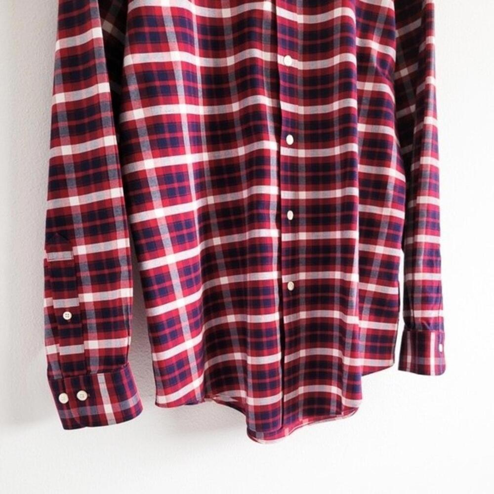 NEW Brooks Brothers Shirt Oxford Regent Button Down Plaid Navy Blue Red L - Picture 6 of 9